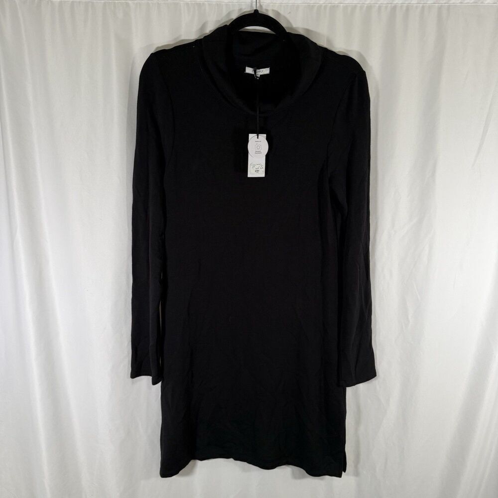New Z Supply Sweater Dress Women's Small Black Turtleneck Long Sleeve Thermal 2